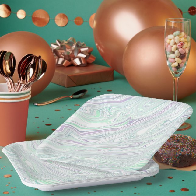 Tropical Vibes on Square Paper Plates" Plate (Multi)