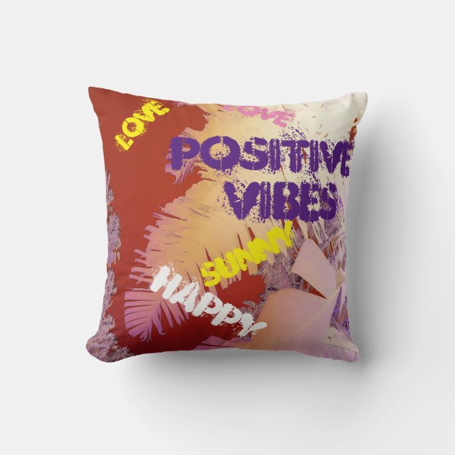 Tropical Vibes Palm Trees Cushion Throw Pillow (Front)