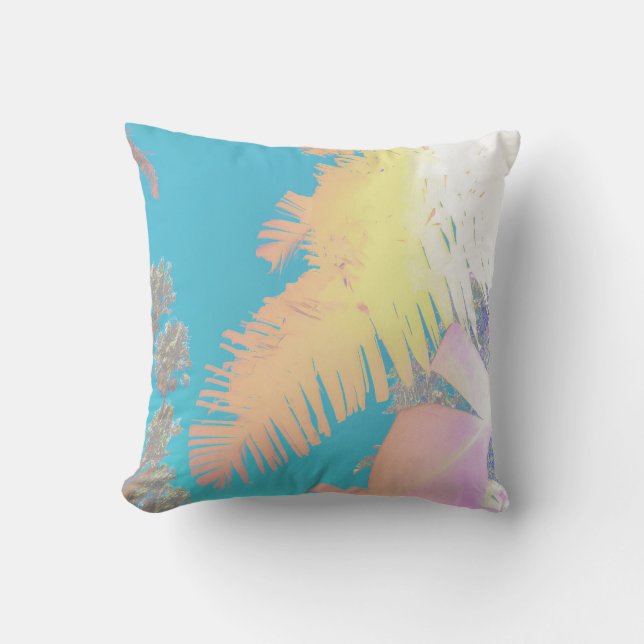 Tropical Vibes Palm Trees Cushion Throw Pillow (Front)
