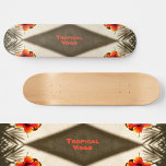 Tropical Vibes Skateboard<br><div class="desc">Feel the Tropical Vibes! Inspired by skateboarding's origins of surfing on sidewalks, surf, islands and sand are incorporated in this skateboard design. Brown with hints of sand and orange hibiscus flowers, this skateboard has a Hawaiian Island feel that is ready for you to personalise with a Name. For a wild...</div>