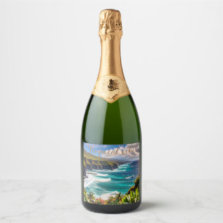 Tropical vibes  sparkling wine label