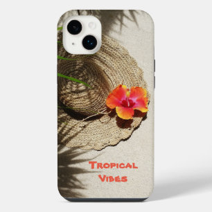 Tropical Vibes Sun Hat on Beach iPhone 14 Plus Case