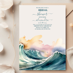 Tropical Vintage Beach Destination  Bridal Shower Invitation