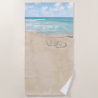 Tropical Vintage Beach Heart Shore Monogram