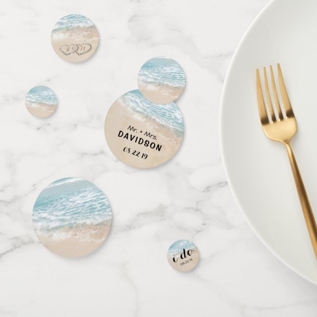 Tropical Vintage Beach Heart Shore Wedding Confetti (Group)