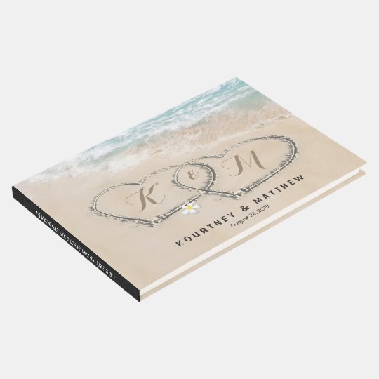 Tropical Vintage Beach Heart Shore Wedding Guest Book Zazzle Com Au