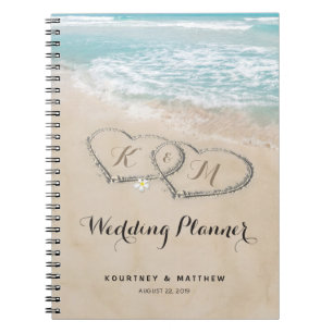 Tropical Vintage Beach Heart Shore Wedding Planner Notebook