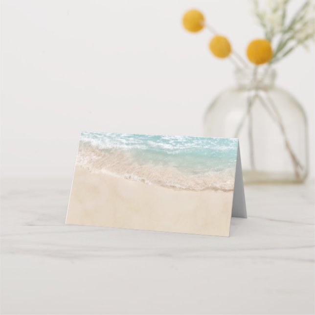 Tropical Vintage Beach Shoreline Place Card (Front)