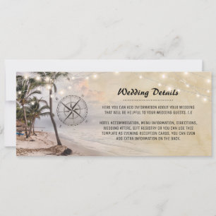 Tropical Vintage Beach Wedding Details Information Invitation
