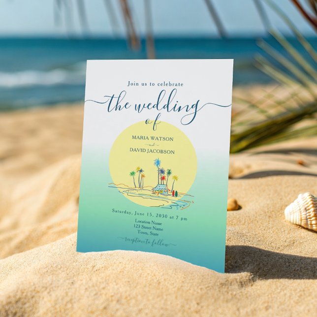 Tropical Vintage Beach Wedding Invitation (Creator Uploaded)