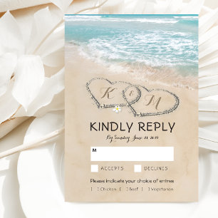 Tropical Vintage Beach Wedding RSVP Entree Choices Card