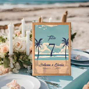 Tropical Vintage Beach Wedding  Table Number
