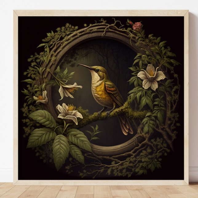 Tropical Vintage Bird and Floral Poster (Creator Uploaded)