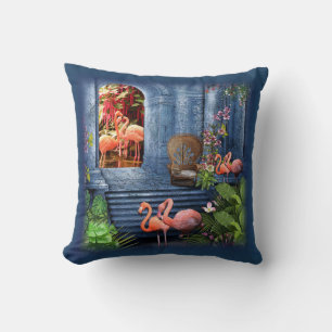 Tropical Vintage Blue Marble Palace Cushion