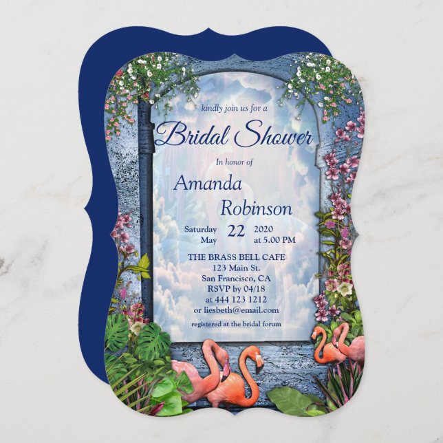 Tropical Vintage Blue Marble Palace Invitation (Front/Back)