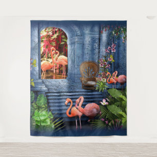 Tropical Vintage Blue Marble Palace Tapestry