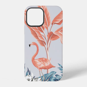 Tropical vintage botanical landscape, pink palm tr iPhone 12 case