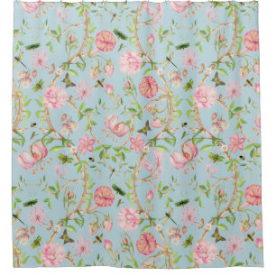 Tropical Vintage Butterflies Garden Chinoiserie Shower Curtain