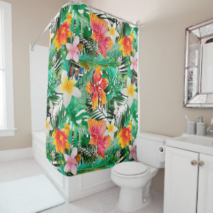 Tropical Vintage Exotic Jungle Flower Flowers Shower Curtain