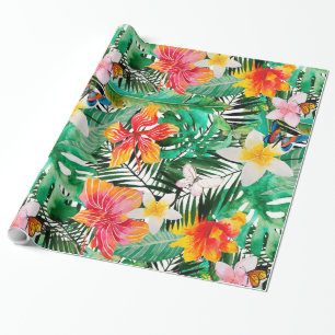 Tropical Vintage Exotic Jungle Flower Flowers Wrapping Paper