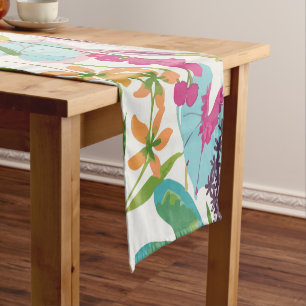 Tropical Vintage Floral Pattern Short Table Runner