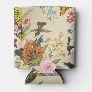 Tropical Vintage Floral Tapestry Can Cooler