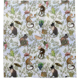 Tropical Vintage Monkey Gardenparty Chinoiserie  Shower Curtain