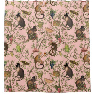 Tropical Vintage Monkey Gardenparty Chinoiserie  Shower Curtain