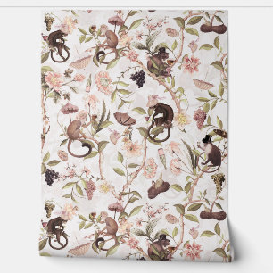 Tropical Vintage Monkey Gardenparty Chinoiserie Wallpaper