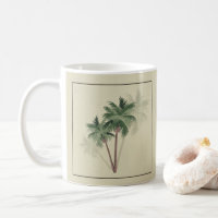 Tropical Vintage Palm Trees on Pale Green