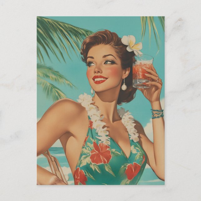 Tropical Vintage Paradise Vibes Postcard (Front)