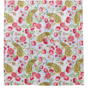 Tropical Vintage Peacock Garden Rococo Chinoiserie Shower Curtain