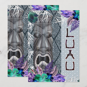 Tropical Vintage Retro Floral Tiki Hawaiian Luau Invitation