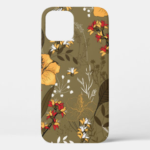 Tropical vintage seamless flower and leaves patter iPhone 12 case