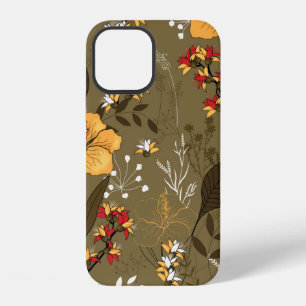 Tropical vintage seamless flower and leaves patter iPhone 12 case