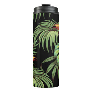 Tropical vintage toucan, palm leaves floral seaml thermal tumbler