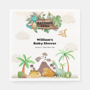 Tropical Volcano Hatching Dinosaur Baby Shower Napkin