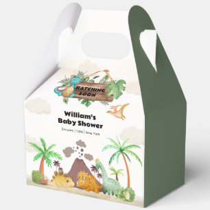 Tropical Volcano Hatching Dinosaur Boy Baby Shower Favour Box