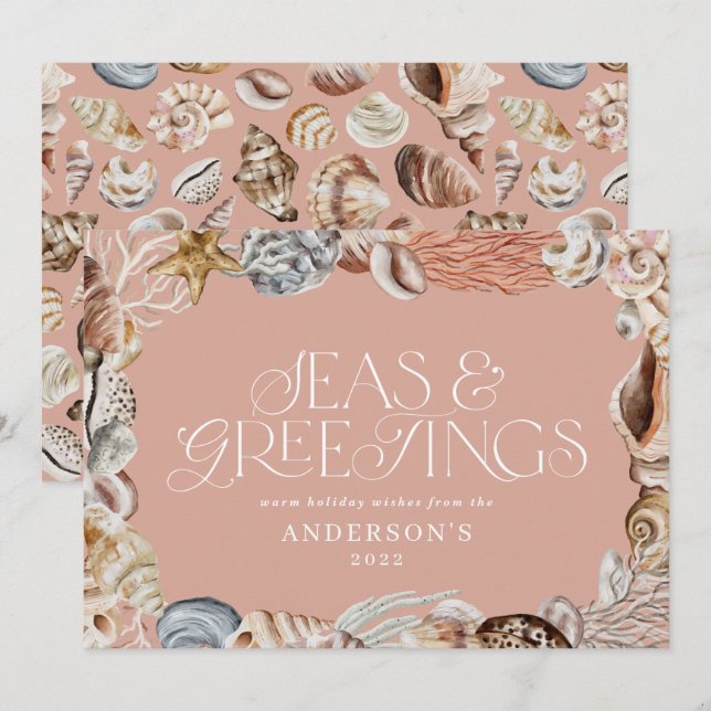 Tropical warm Christmas seas & greetings modern Ho Holiday Card (Front/Back)