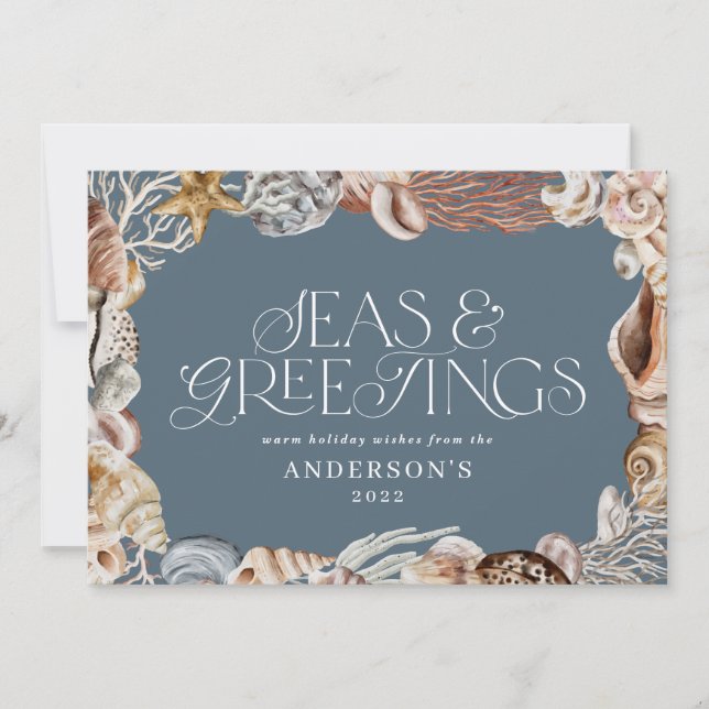 Tropical warm Christmas seas & greetings modern Ho Holiday Card (Front)
