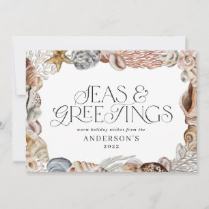 Tropical warm Christmas seas & greetings modern Holiday Card