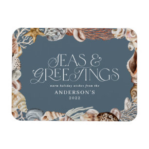 Tropical warm Christmas seas & greetings modern Magnet