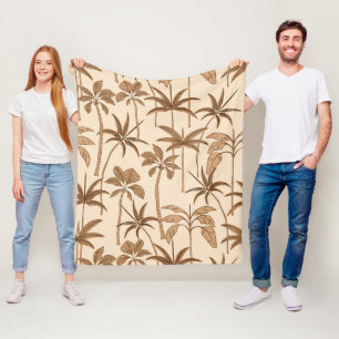Tropical Warmth: Botanical Palm Sunset Havana Fleece Blanket