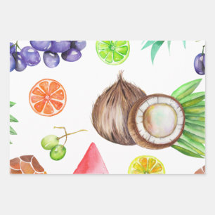 Tropical Watercolor Art Wrapping Paper Sheet