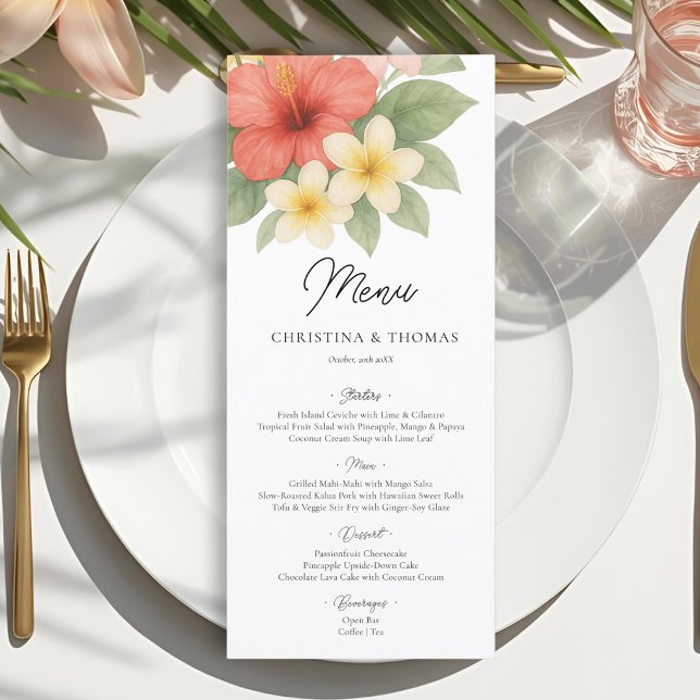 Tropical Watercolor Beach Wedding Menu (Creator Uploaded)