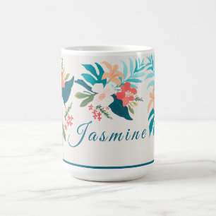 Tropical Watercolor Citrus & Blossom Design Coffee Mug