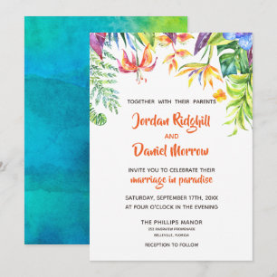 Tropical Watercolor Destination Wedding Invitation