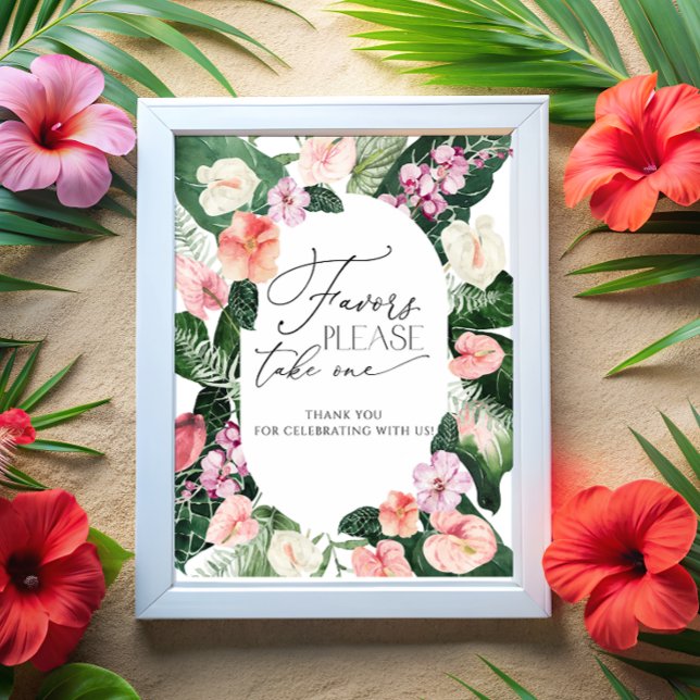 Tropical Watercolor Favors Please Take One Poster (Creator Uploaded)