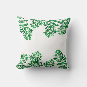 Tropical Watercolor Fern Foliage Cushion