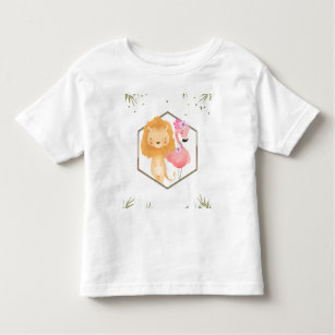 Tropical Watercolor Flamingo & Lion Baby Shower Toddler T-Shirt